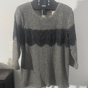 Style & Co Black and Gray Knit Top